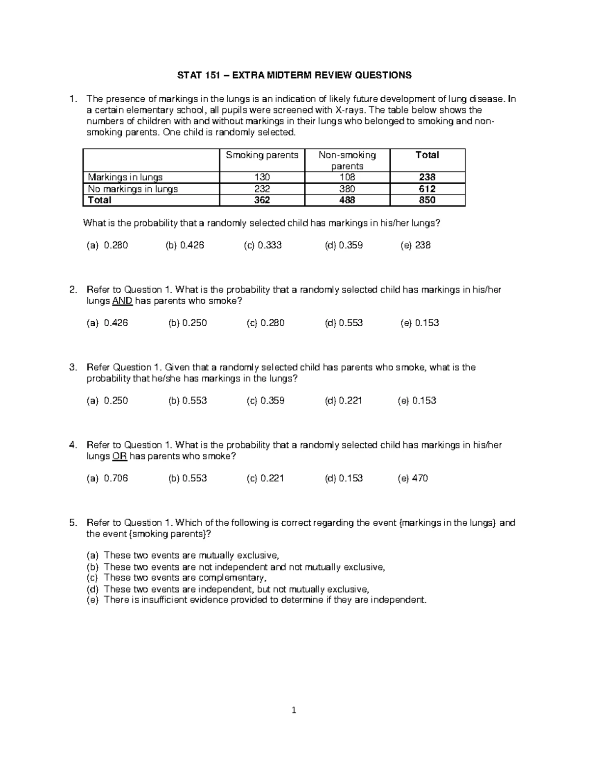 STAT 151 Final Exam Formula Sheet: Descriptive & Probability Measures ...