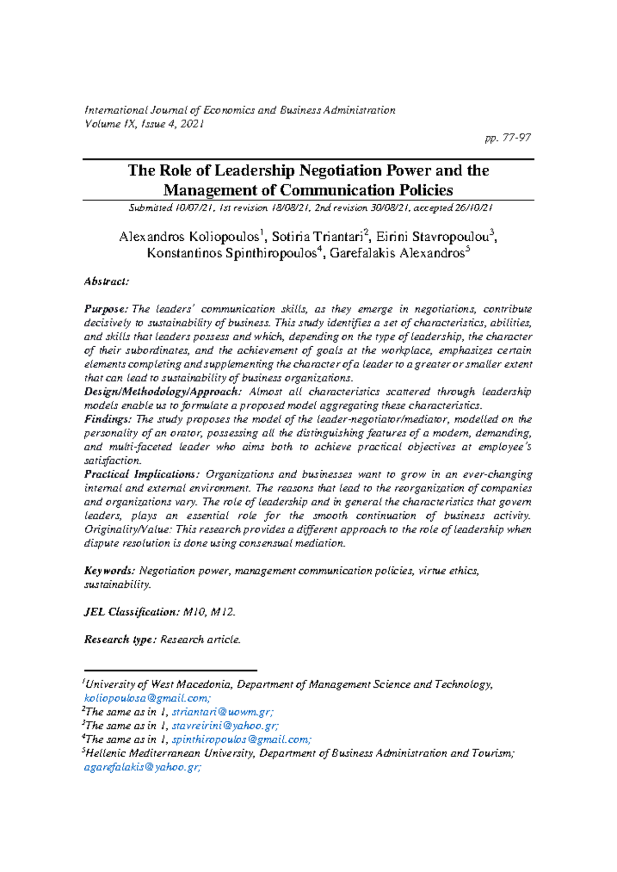 The Role of Leadership Negotiation Power in Business Communication ...