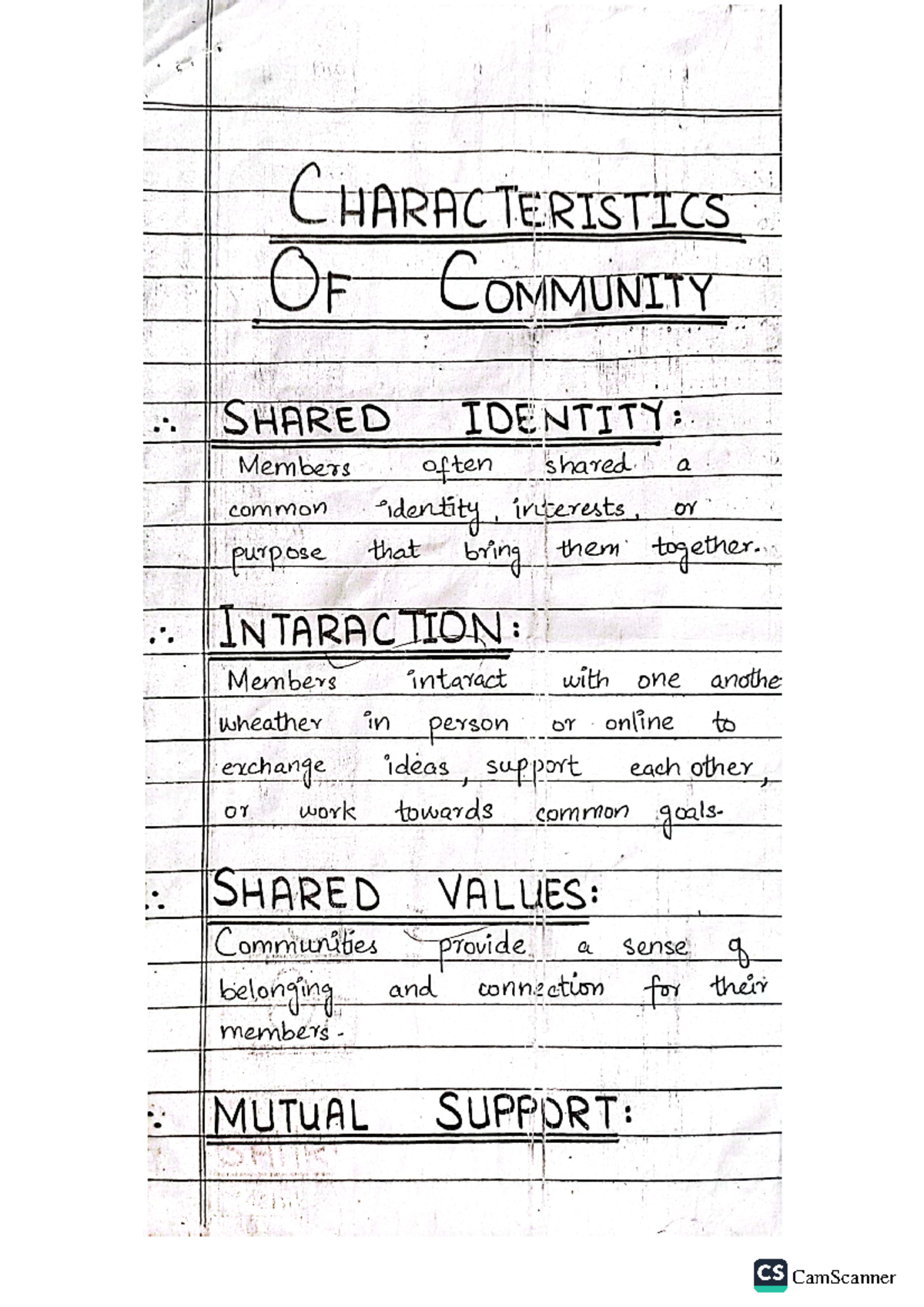 Long question - Best practice notes - CHARACTERISTICS OF COMMUNITY ...