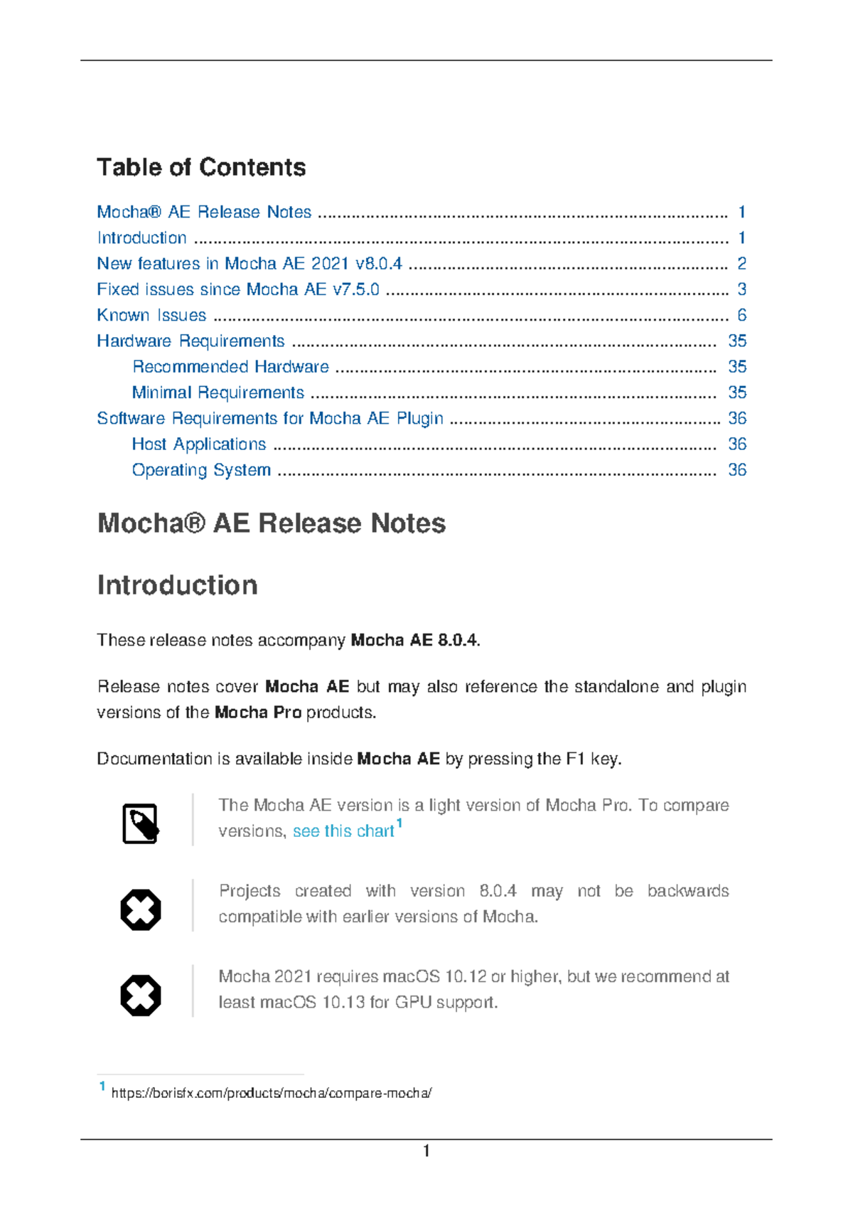 Mocha AE Release Notes - after effects tutorial - Table of Contents ...