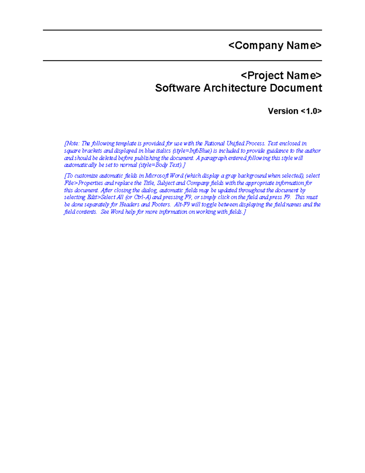 Software Architecture Document (RUP) - Comprehensive Overview and ...