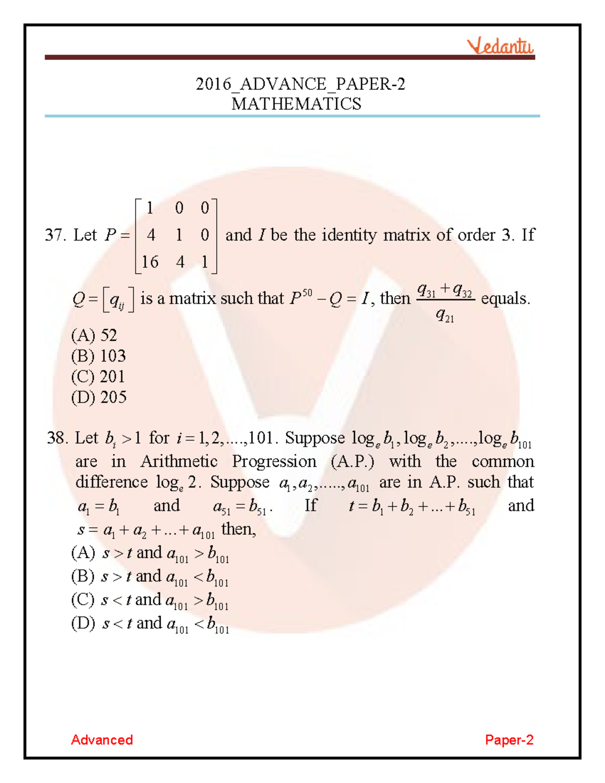 JEE Advanced 2016 Maths Question Paper-2 with Solutions - Studocu