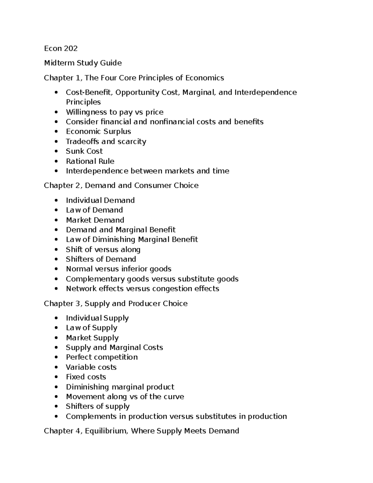 Econ 202 Midterm Study Guide: Core Principles & Key Concepts - Studocu