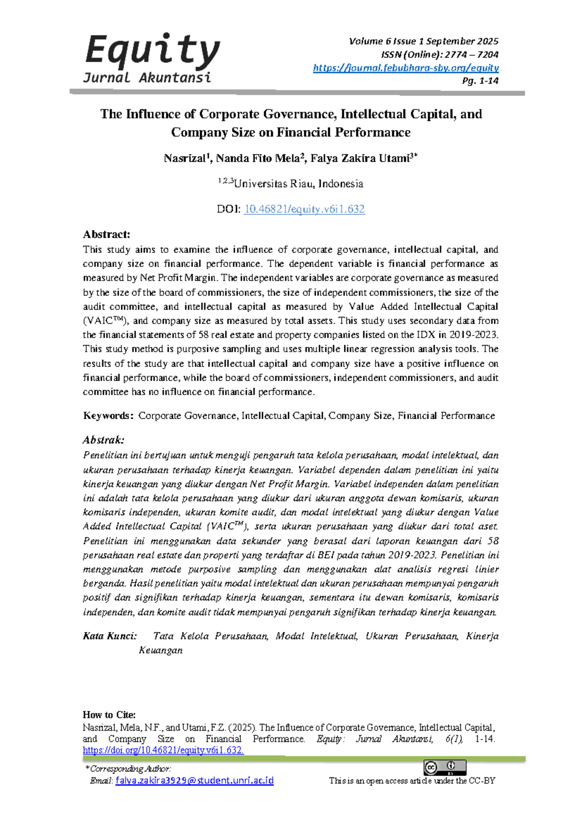 The Influence of Corporate Governance, Intellectual Capital, and ...
