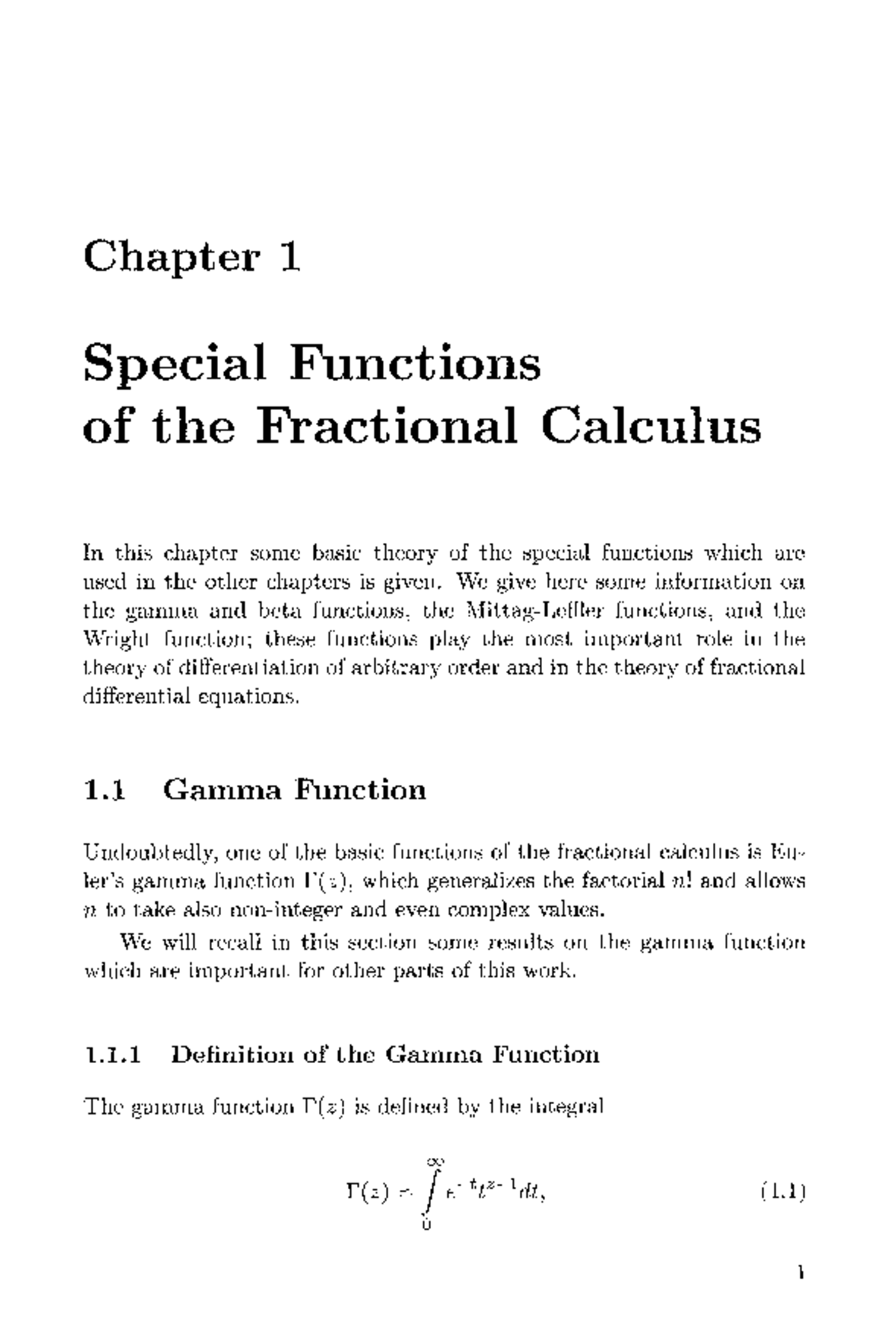 Chapter 1: Special Functions in Fractional Calculus (MATH 101) - Studocu