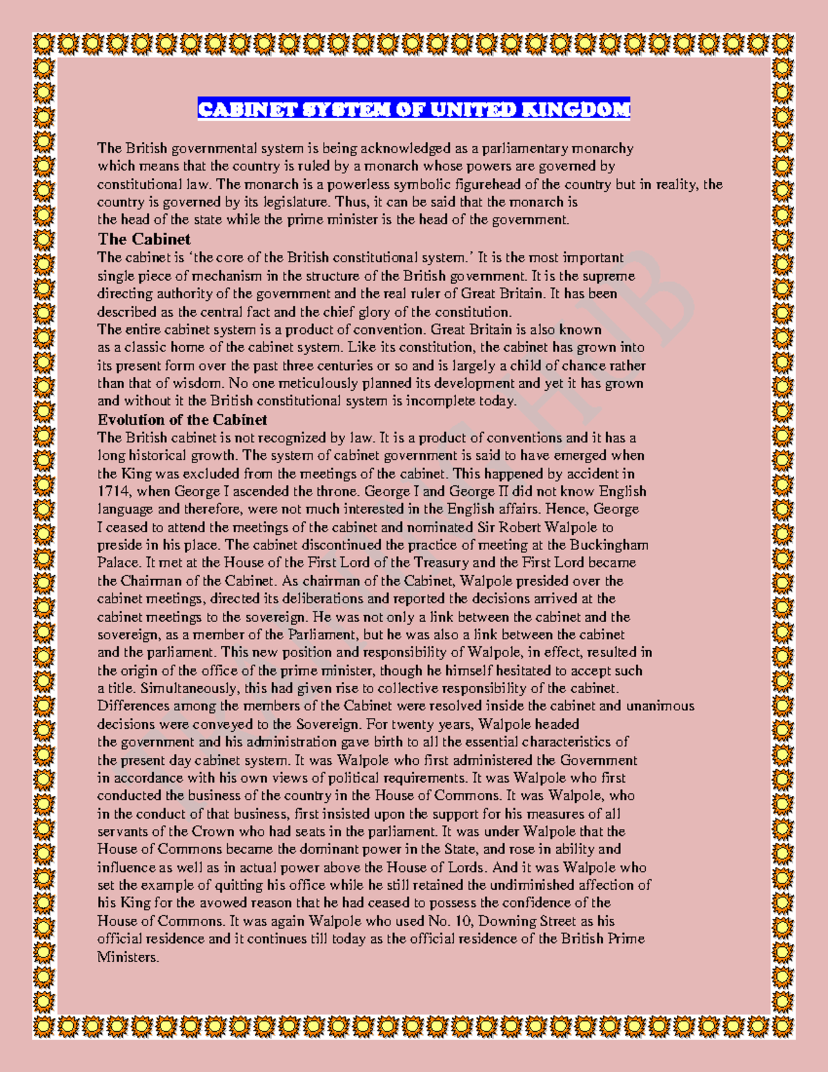 Cabinet System of the United Kingdom: Structure and Evolution Analysis ...