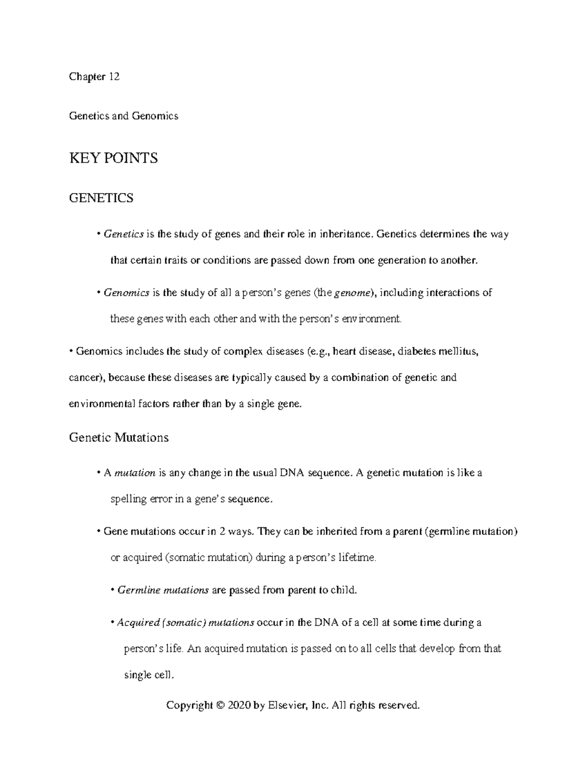 Chapter 12 Genetics: Pathophysiology, Treatment & Nursing Management ...
