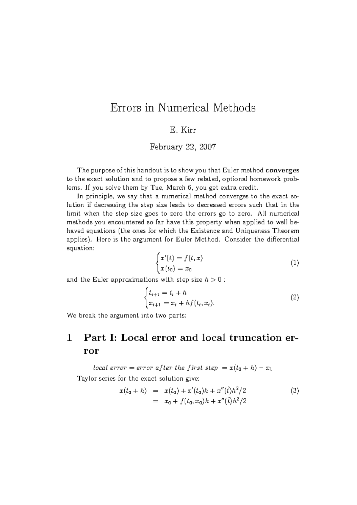 Errors in Numerical Methods (Lecture Notes, Course Code: NUM101) - Studocu