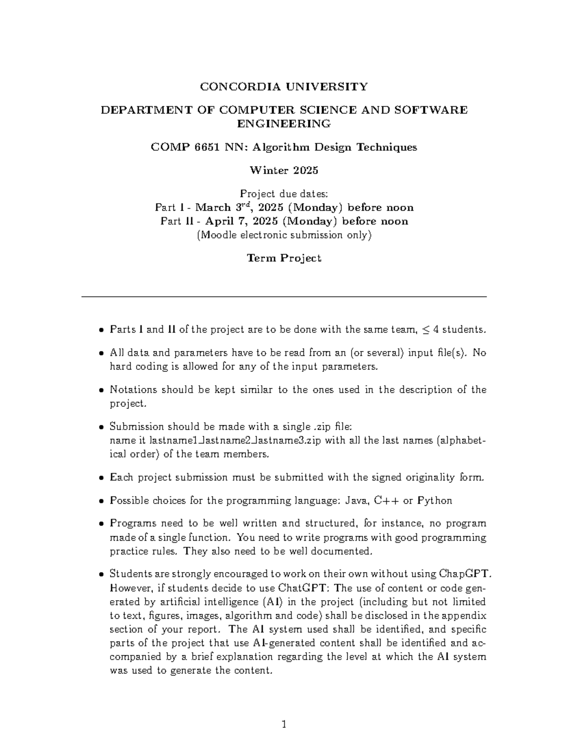 COMP 6651 NN: Clustering Algorithms Project Description & Guidelines ...