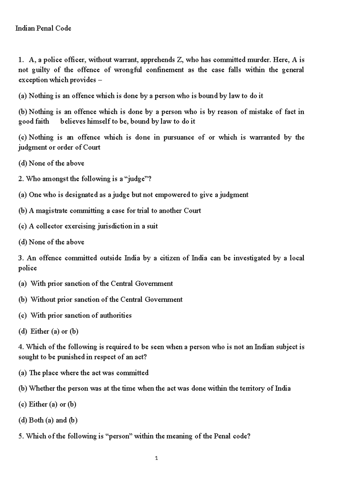 Indian Penal Code 2 - Comprehensive Question Paper Analysis - Studocu
