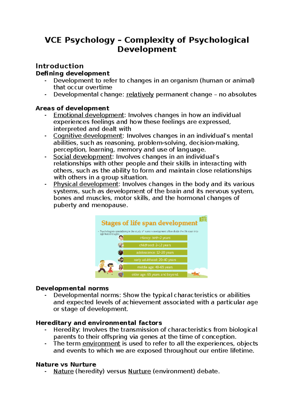 Unit 1 AOS 1 Psychology Notes - Complexity of Psychological Development ...