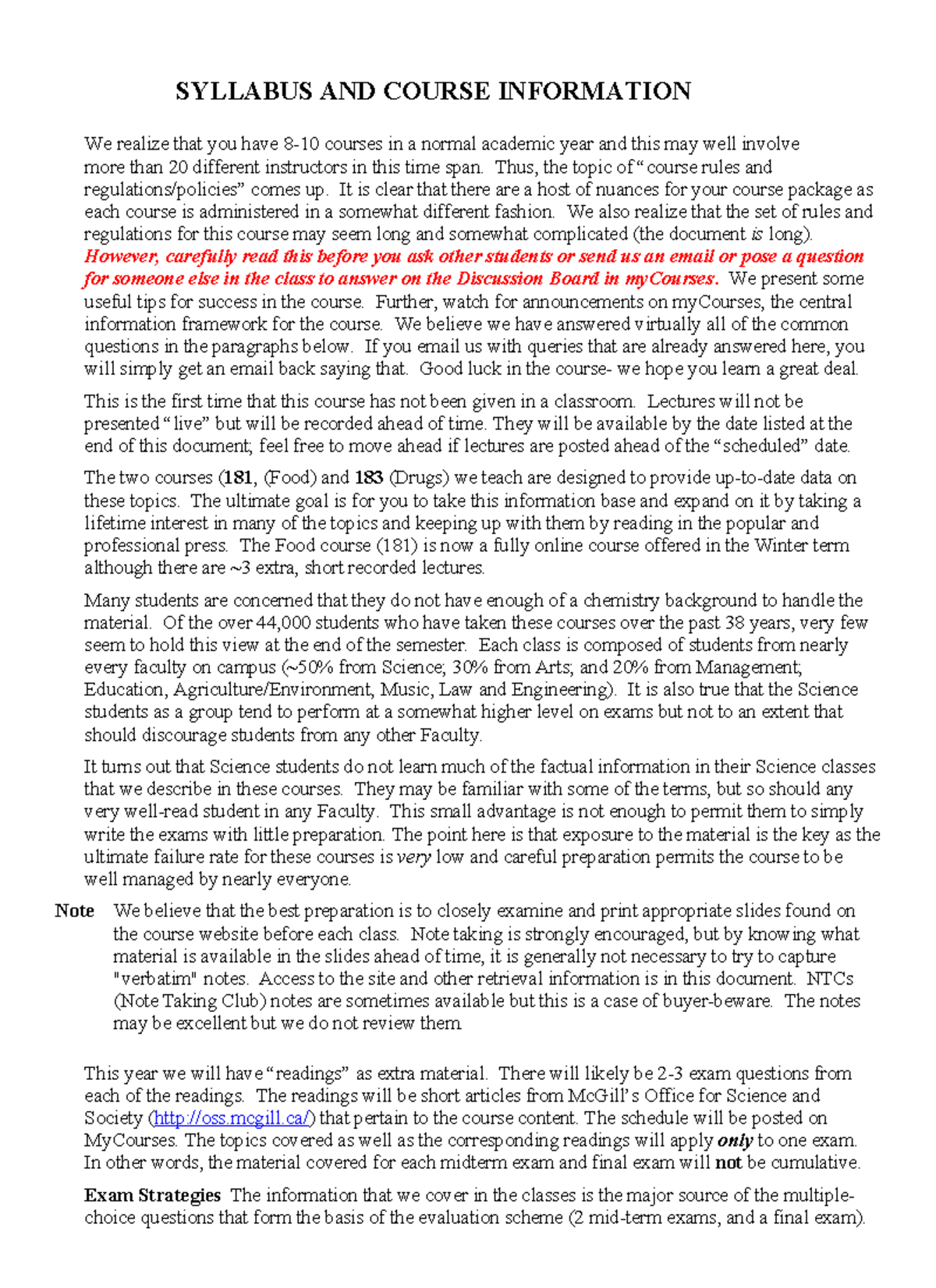 Class Syllabus - SYLLABUS AND COURSE INFORMATION We realize that you ...