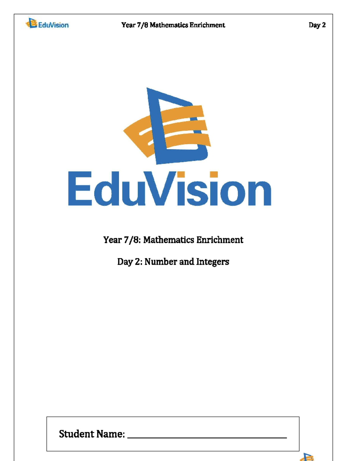 EduVision Year Mathematics Enrichment Day 2: Number & Integers ...