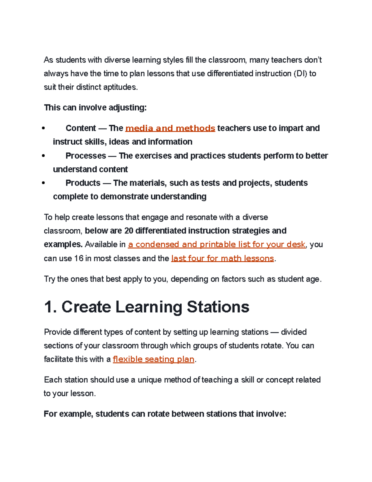 Differentiated Instructional Strategies for Diverse Learning Styles ...