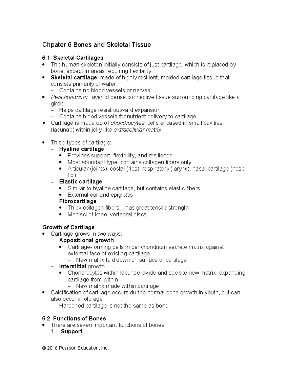 Chapter 6: Bones and Skeletal Tissue - Detailed Outline - Studocu