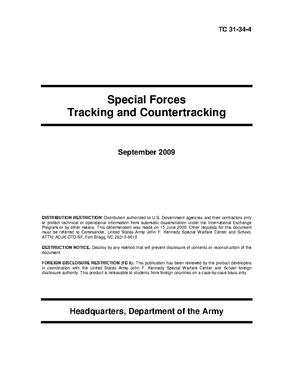TC Special Forces Tracking and Countertracking Manual - September 2009 ...