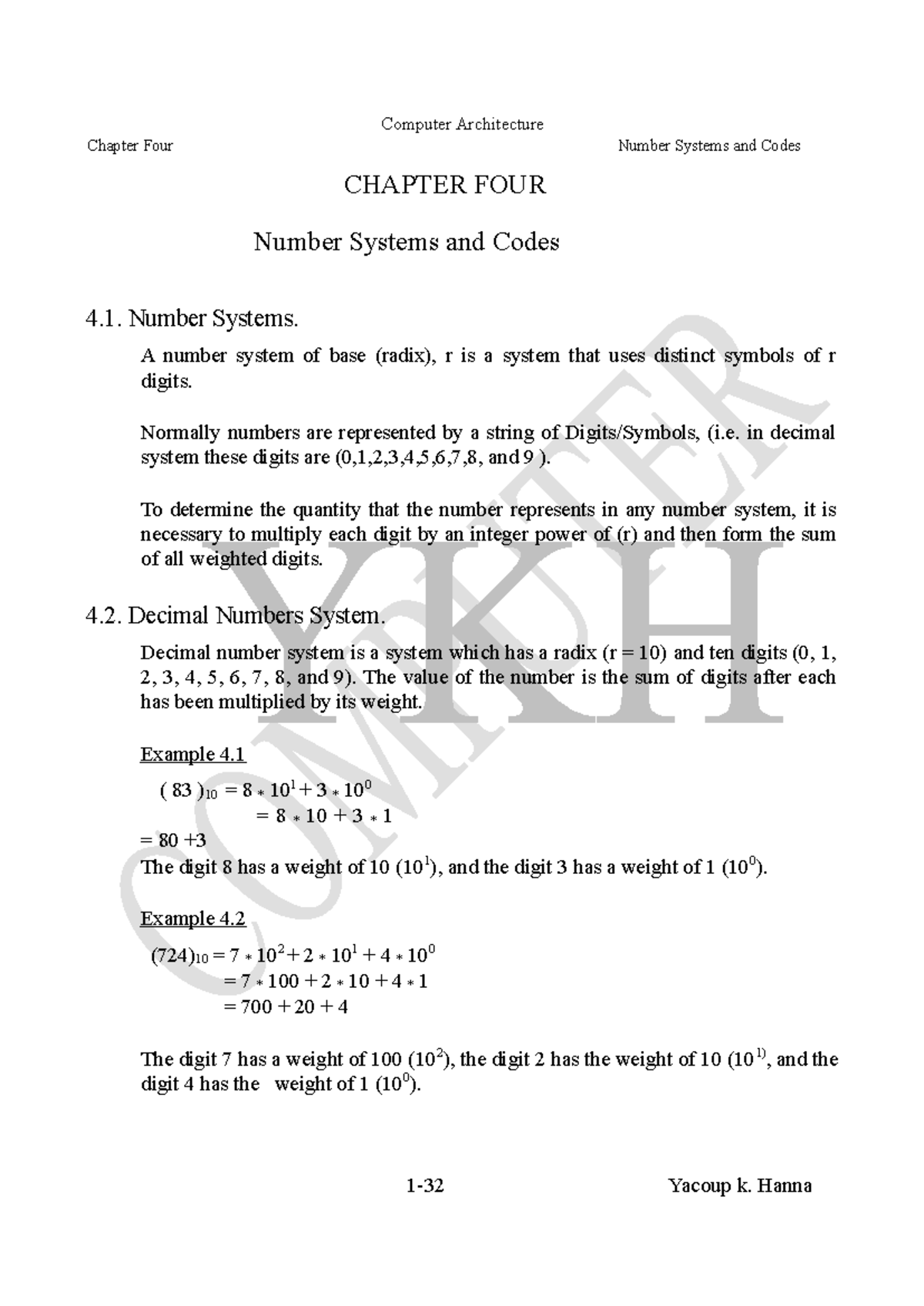 Chapter Four: Number Systems and Codes (CSC 114) - Studocu