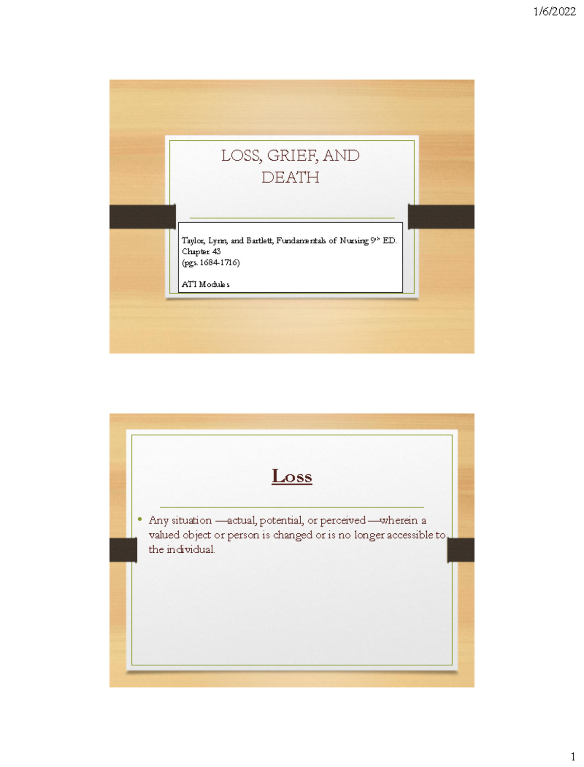 NUR 304 Lecture Notes: Loss, Grief, and Death - Week 8 Summary - Studocu