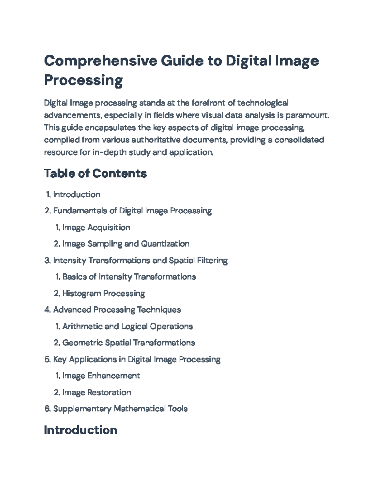 Comprehensive Guide to Digital Image Processing Techniques (DCA101 ...
