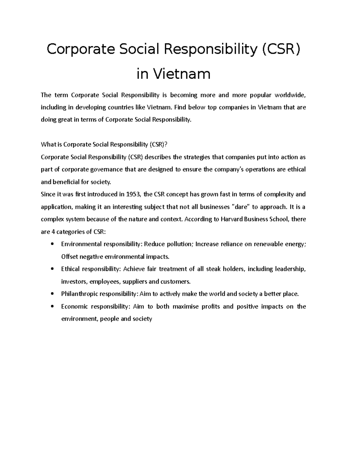 HSBC - doc - Corporate Social Responsibility (CSR) in Vietnam The term ...