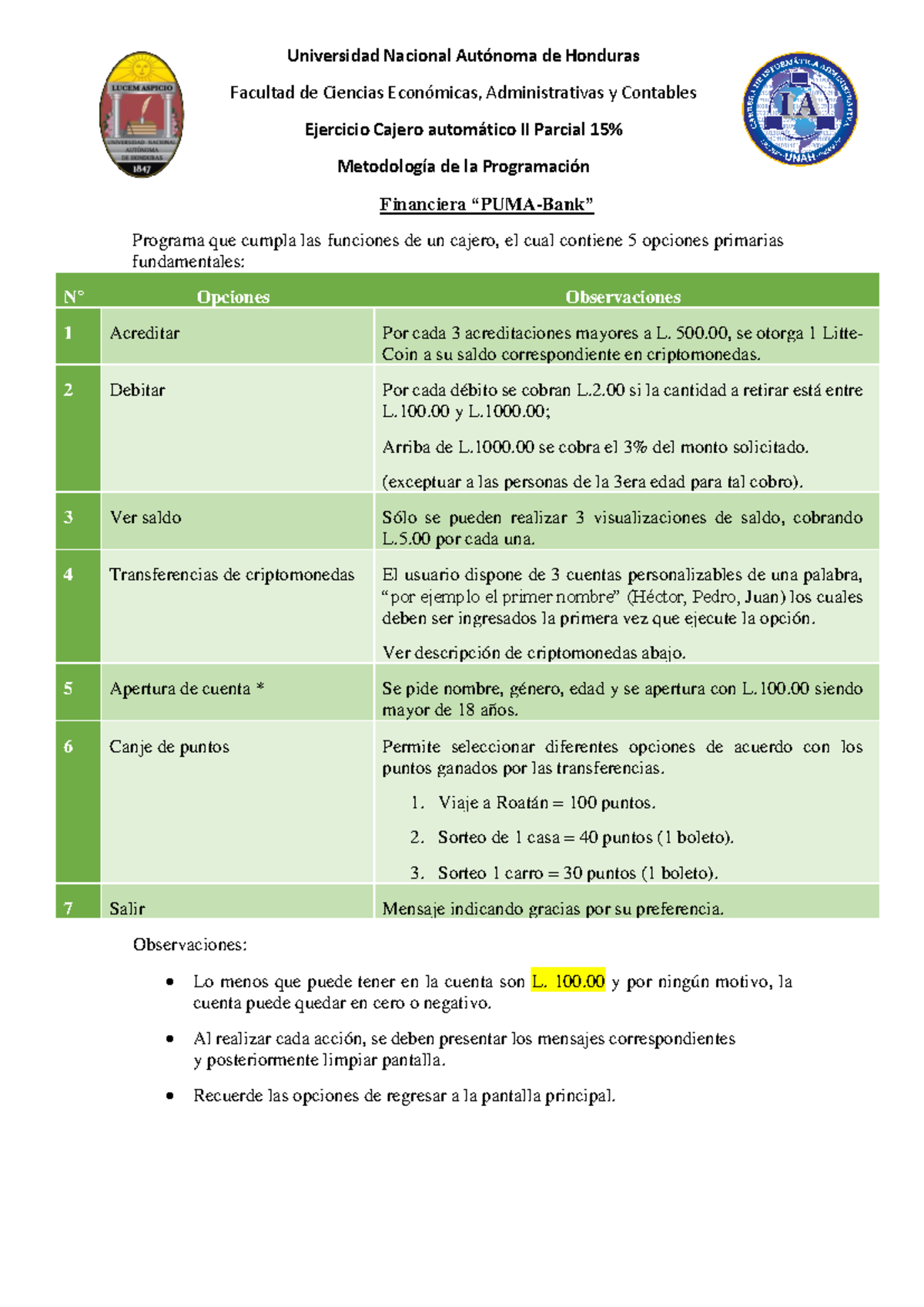 Ejercicio Cajero Automático II PAC 2024 - Metodología de Programación -  Studocu