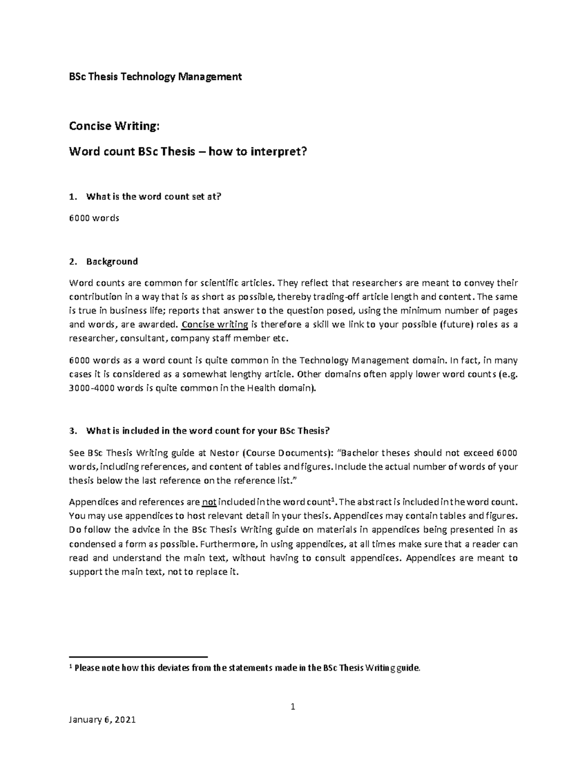 BSc Thesis Guidelines: Concise Writing & Word Count Insights - Studeersnel