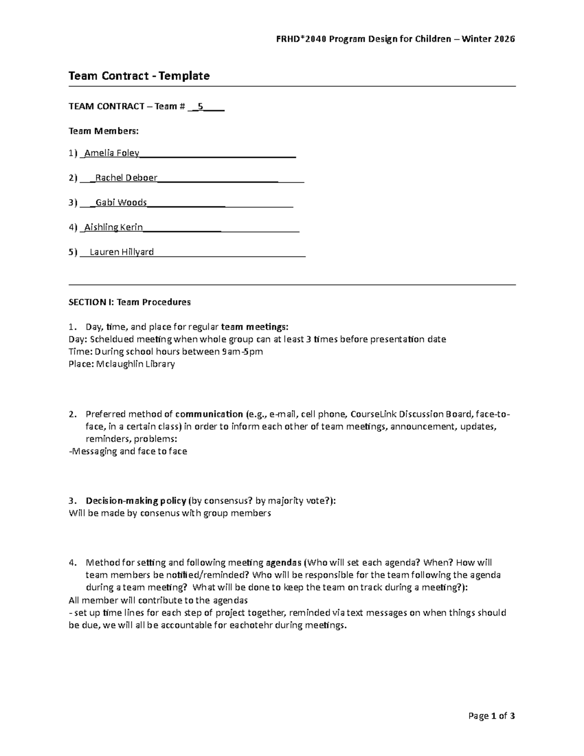 W26 Program Design for Children Team Contract Template - Studocu