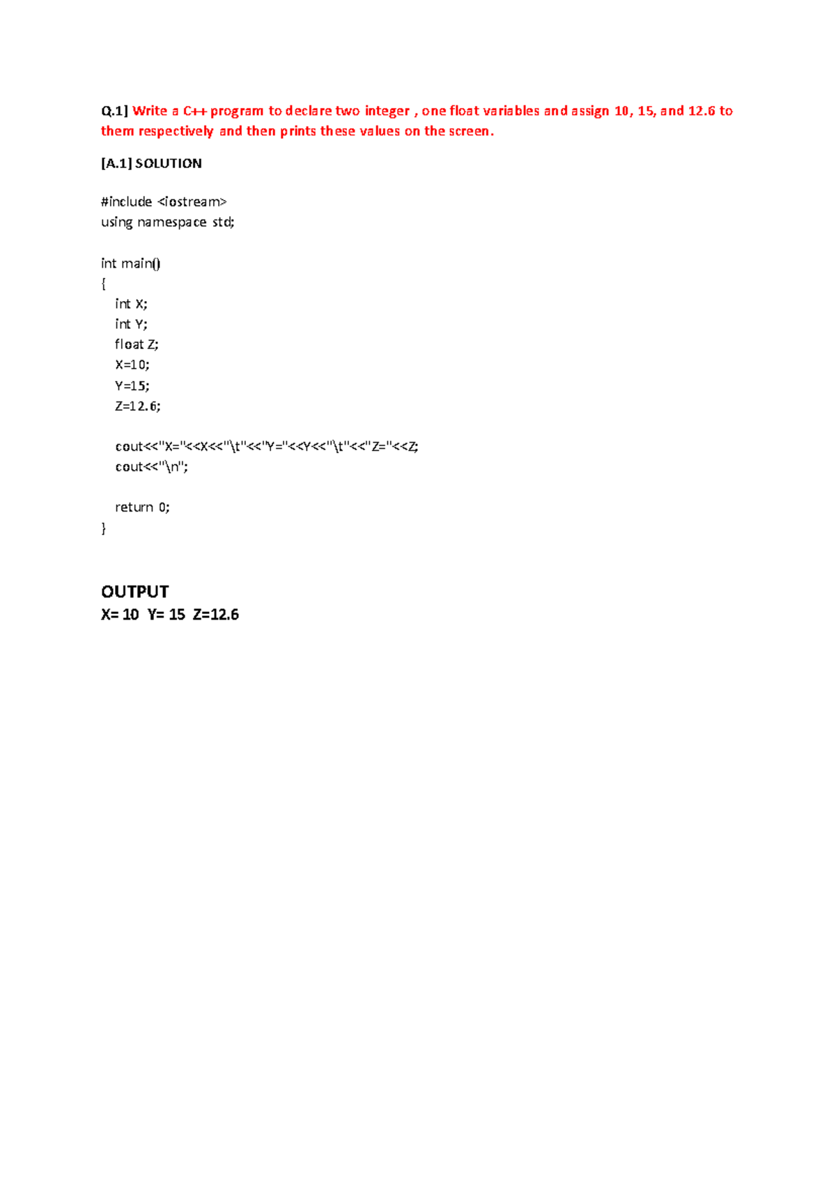 FYBCA C++ Practical Question and answer - Q] Write a C++ program to ...