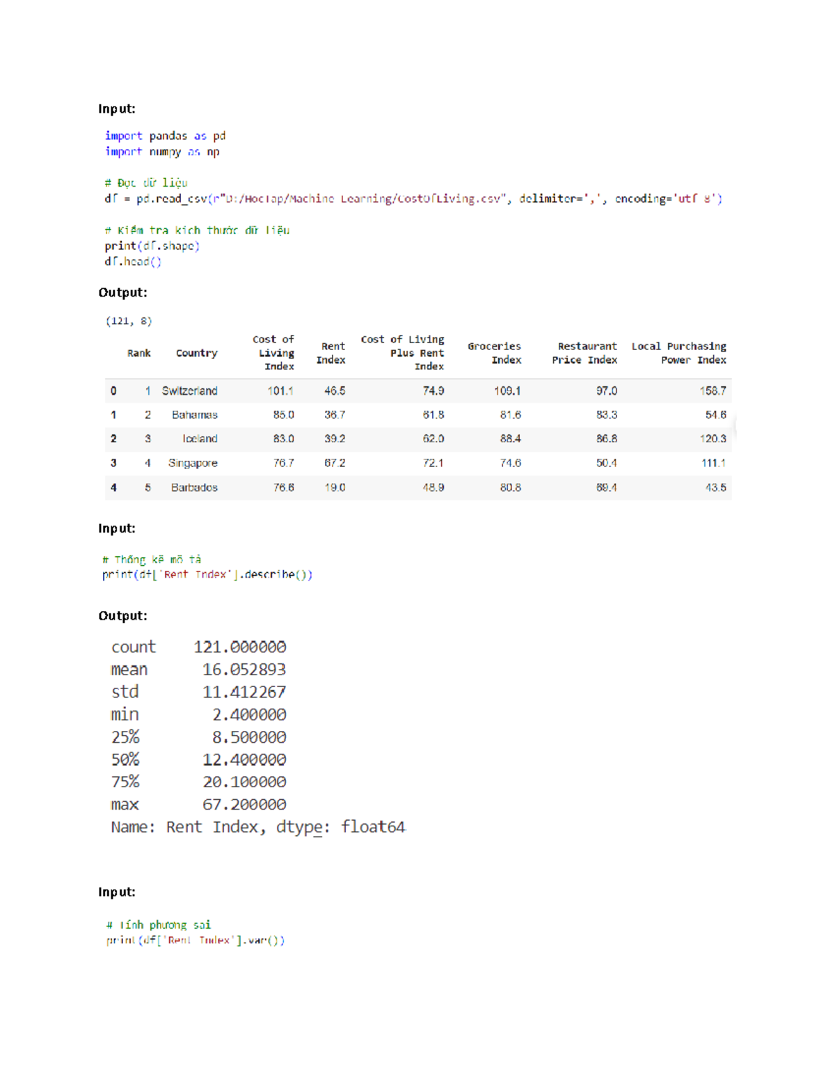 As1 ML - Bài tập ML - Machine Learning - Input: Output: Input: Output ...