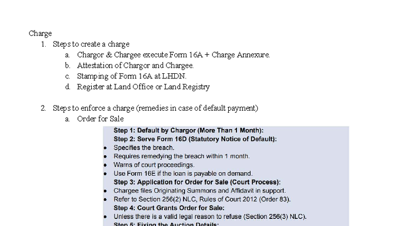 LAND LAW 2 Final Notes: Charge Creation, Enforcement & Remedies - Studocu