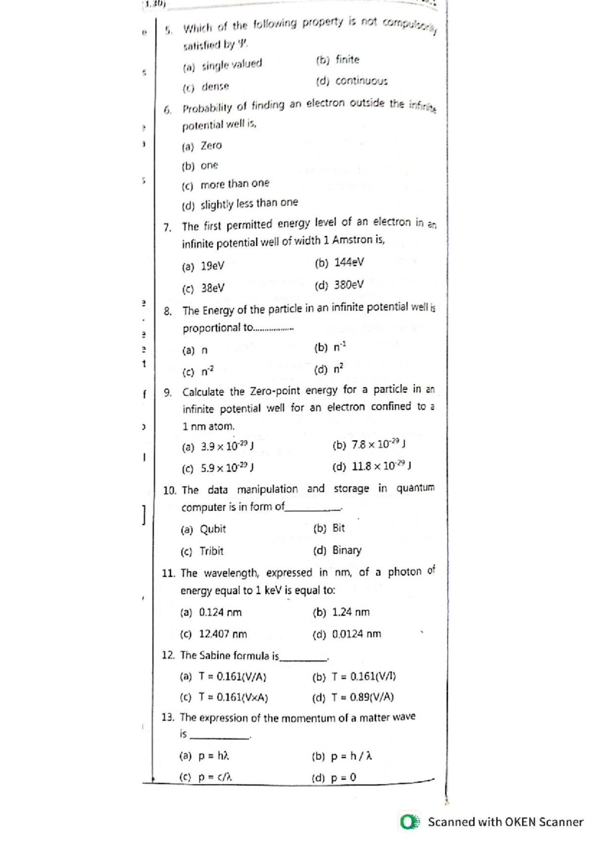 Unit 2 MCQ - Quantum Mechanics Concepts and Properties - Studocu