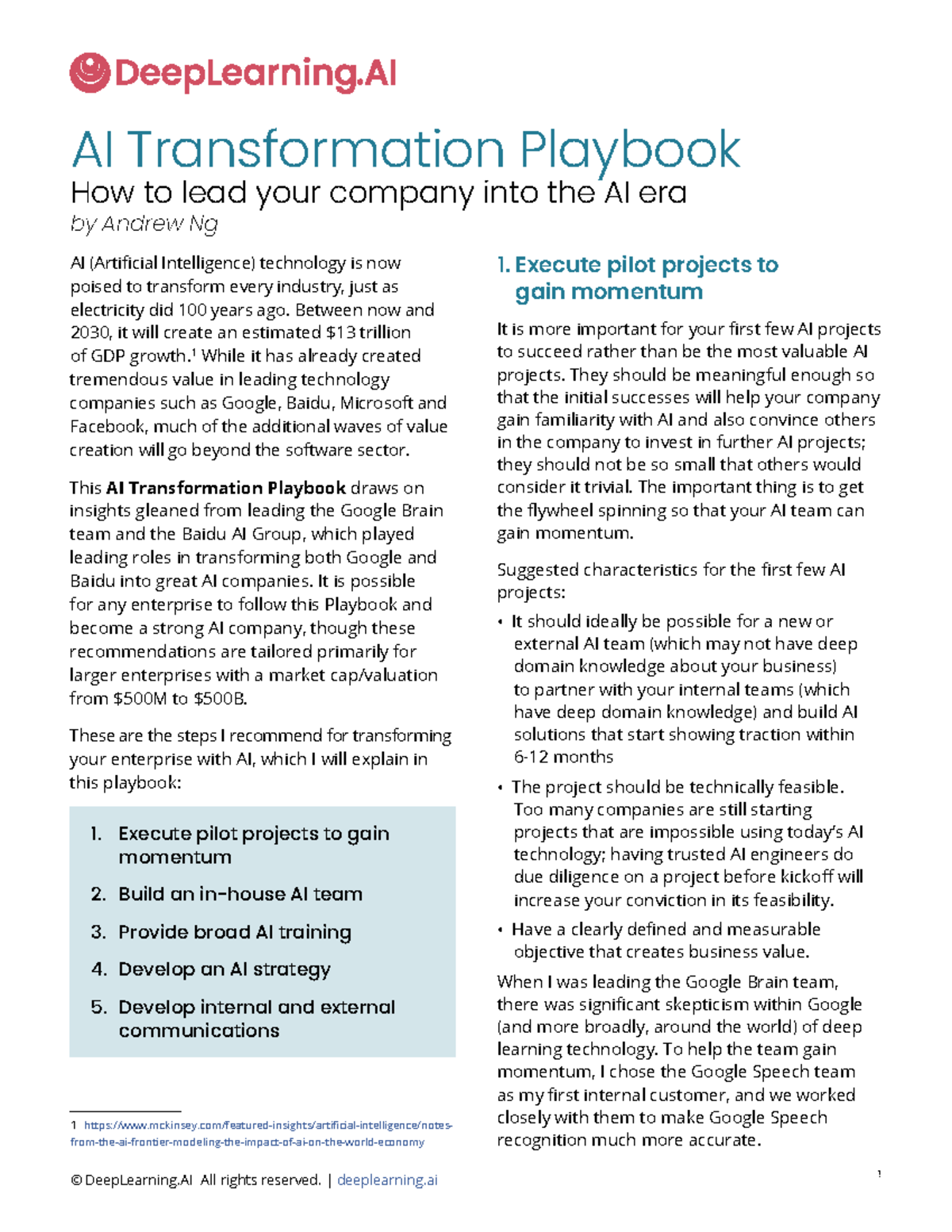 AI Transformation Playbook: Leading Your Company into the AI Era - Studocu