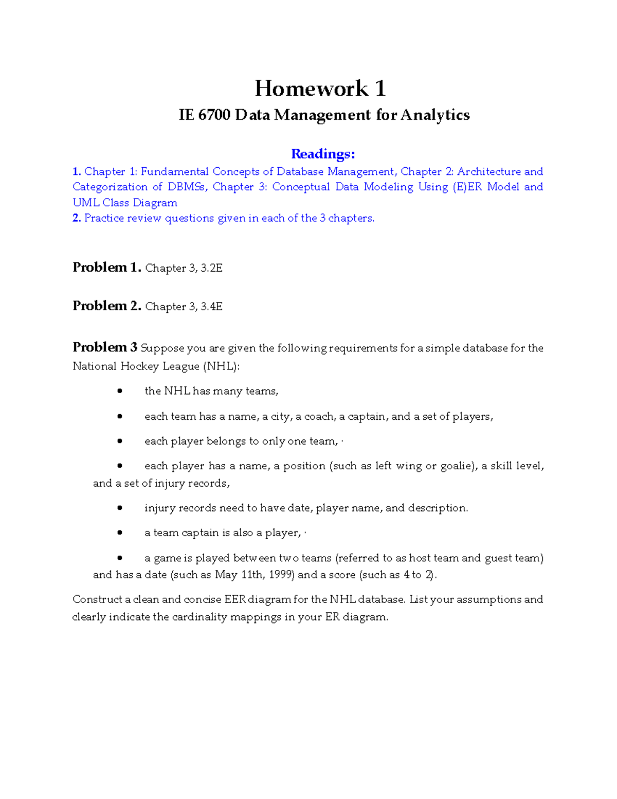 Assignment - 1 - Data Management for Analytics - Spring 2024 - Homework ...