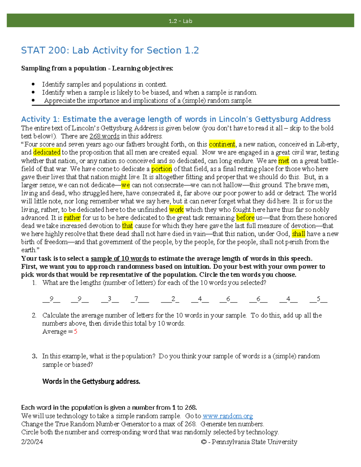STAT 200: Lab 1.2 - Estimating Average Word Length in Text - Studocu
