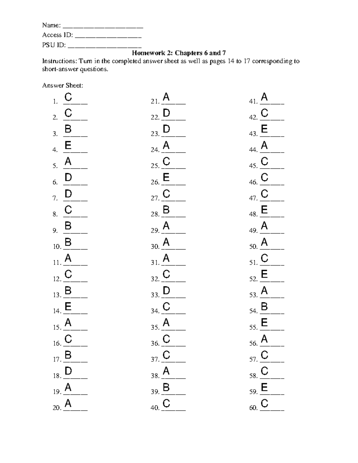 Homework 02 Key: Chapters 6 & 7 Short-Answer Solutions - Studocu