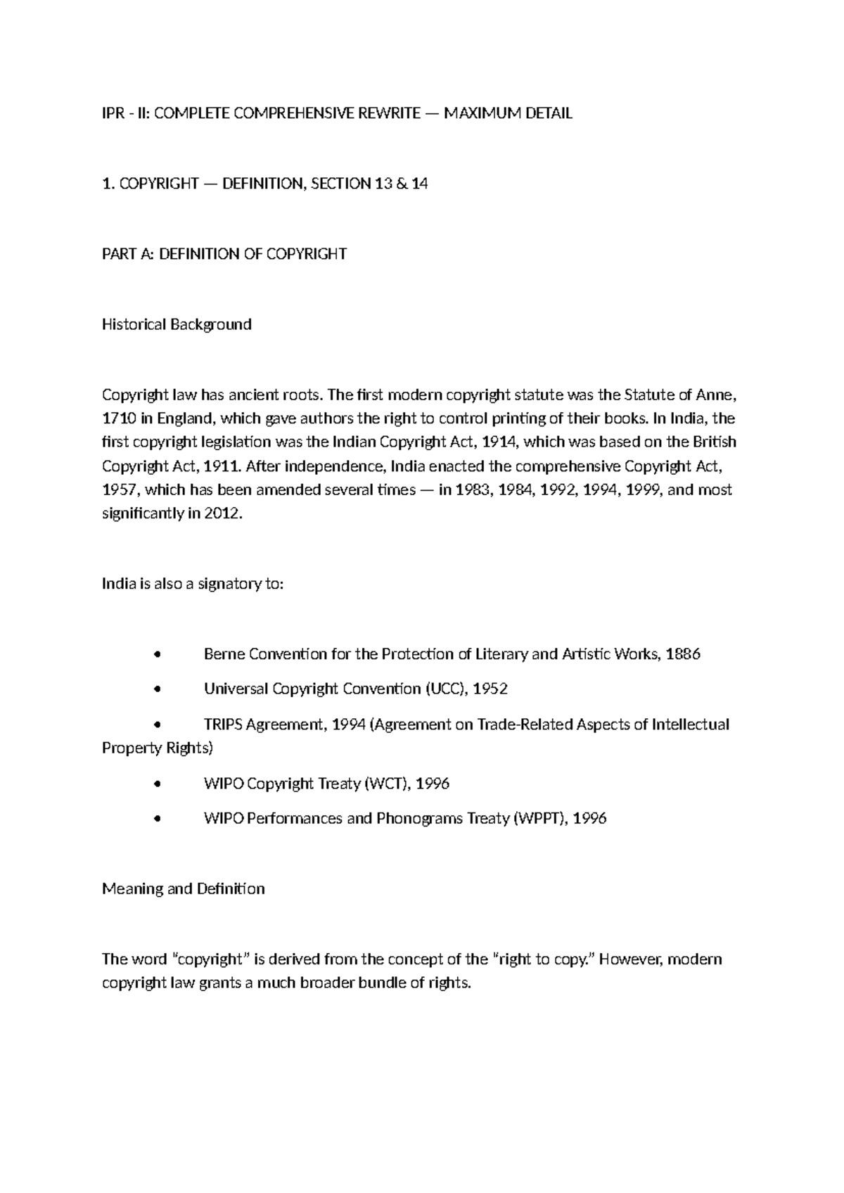 IPR II: Comprehensive Notes on Copyright Law and Case Studies - Studocu