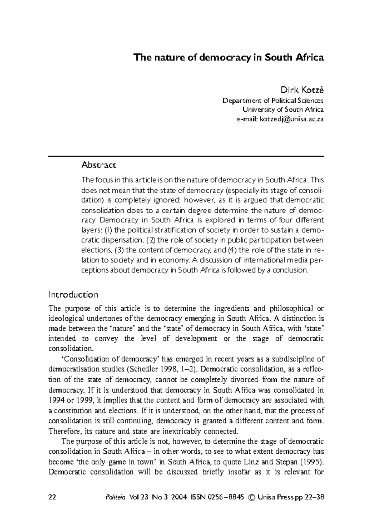 POLI 101: The Nature of Democracy in South Africa - A Comprehensive ...