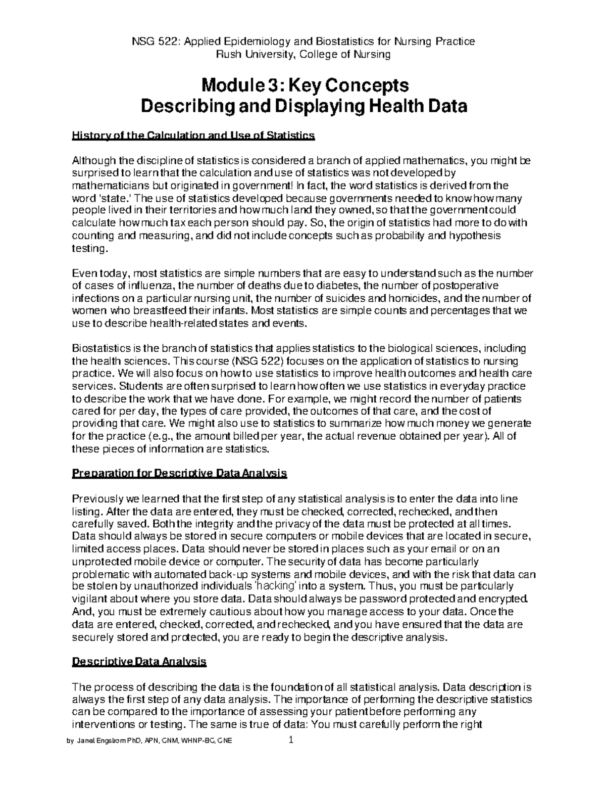 NSG 522 - Module 3: Health Data Description & Display Techniques - Studocu