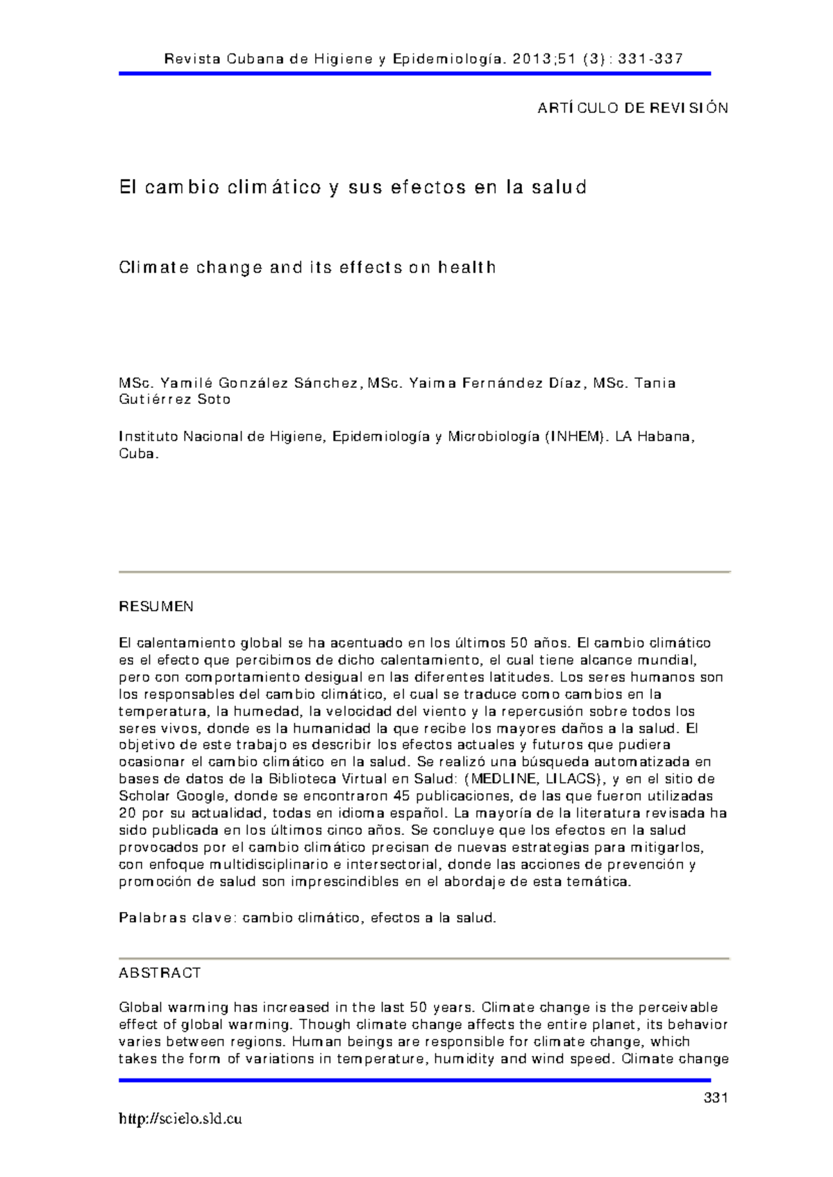 2 Efecto Del Cambio Climatico En La Salud Artículo De Revisión El