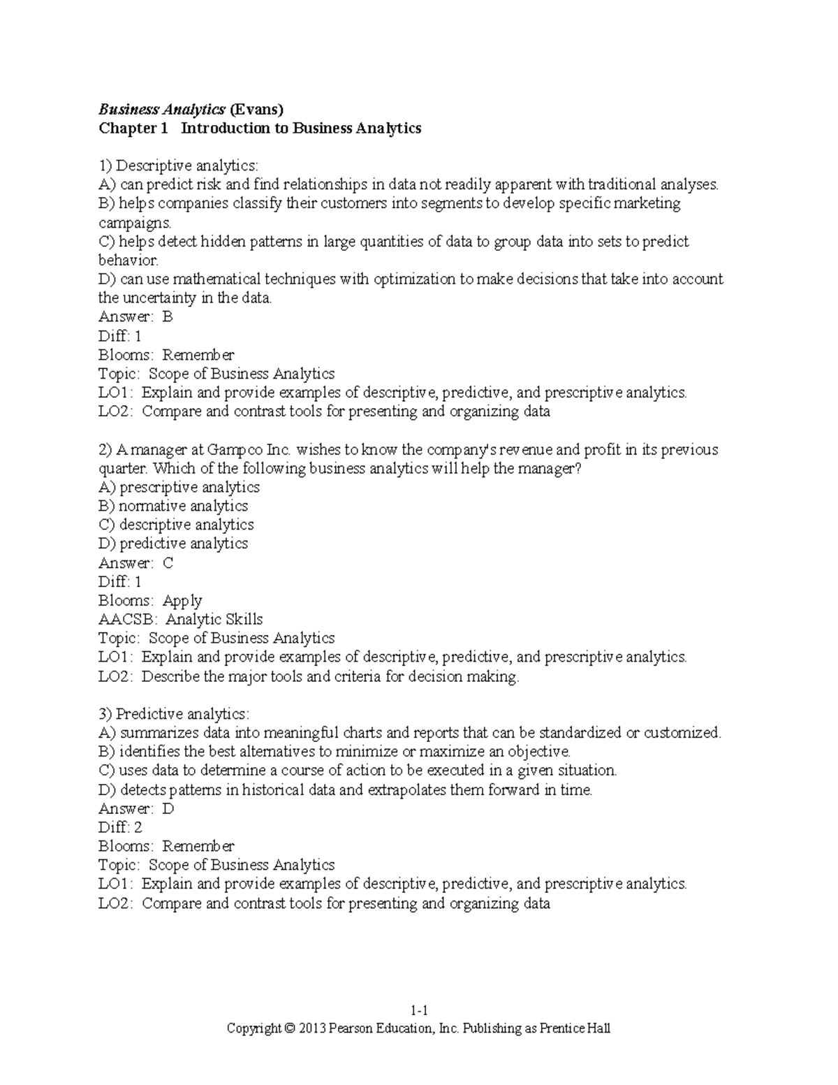 C1 BA - Business Analytics Chapter 1: Overview and Key Concepts - Studocu