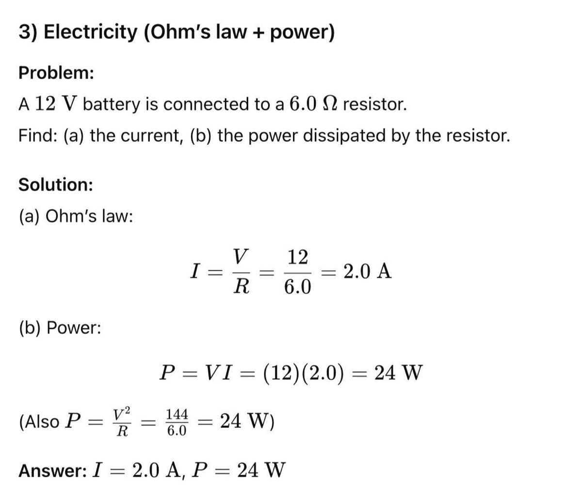 Electricity Law Problem: Current & Power Calculation (3) - Studocu