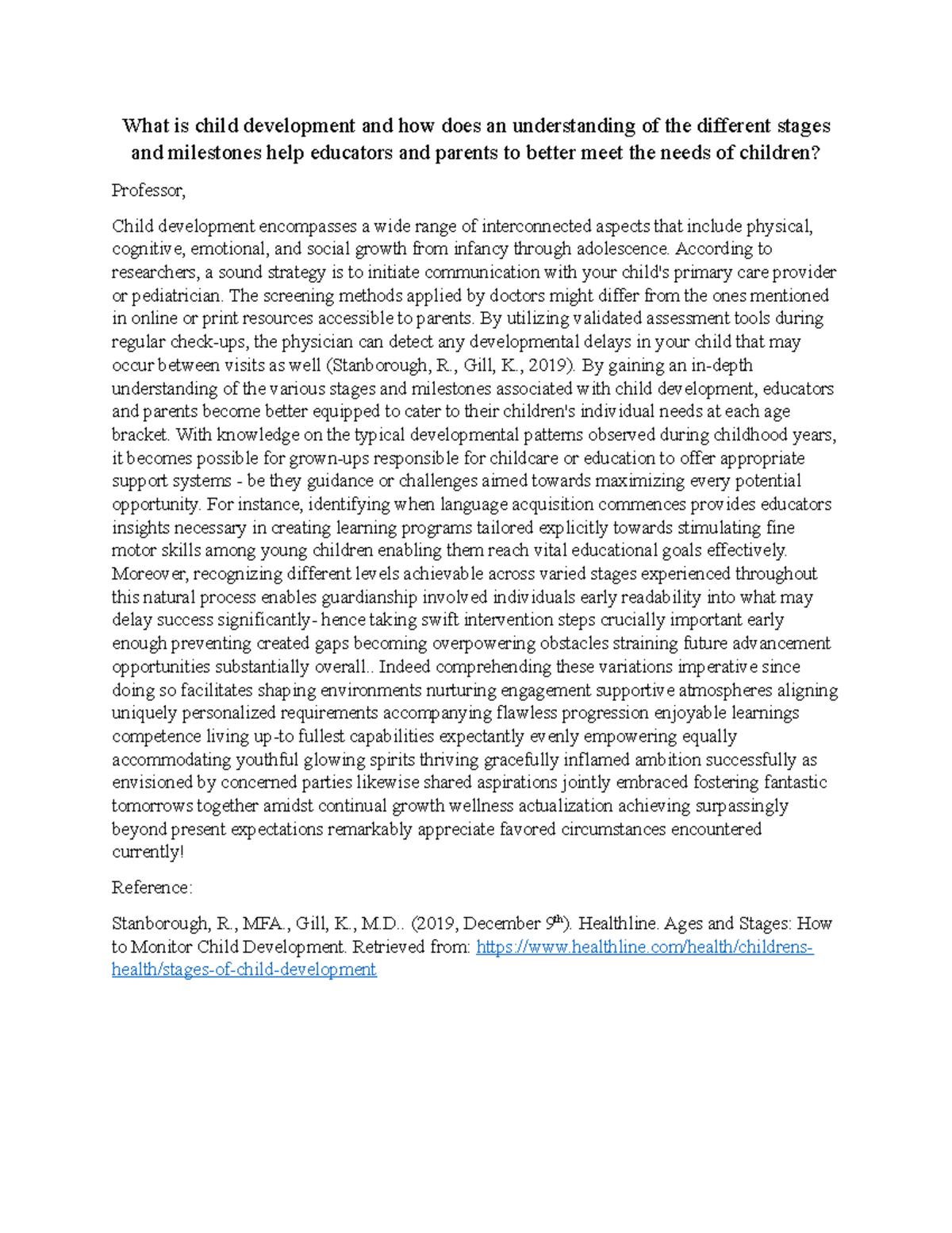Child Development Insight: Stages & Milestones for Educators - Studocu