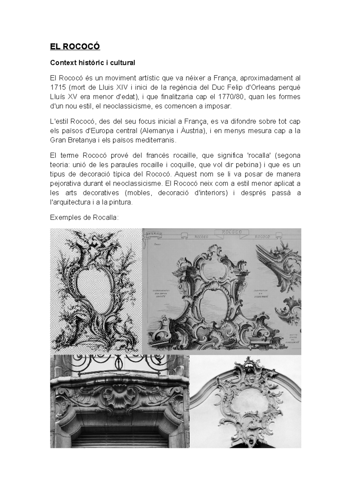 EL Rococó: Context Històric i Cultural del S.XVIII - Studocu