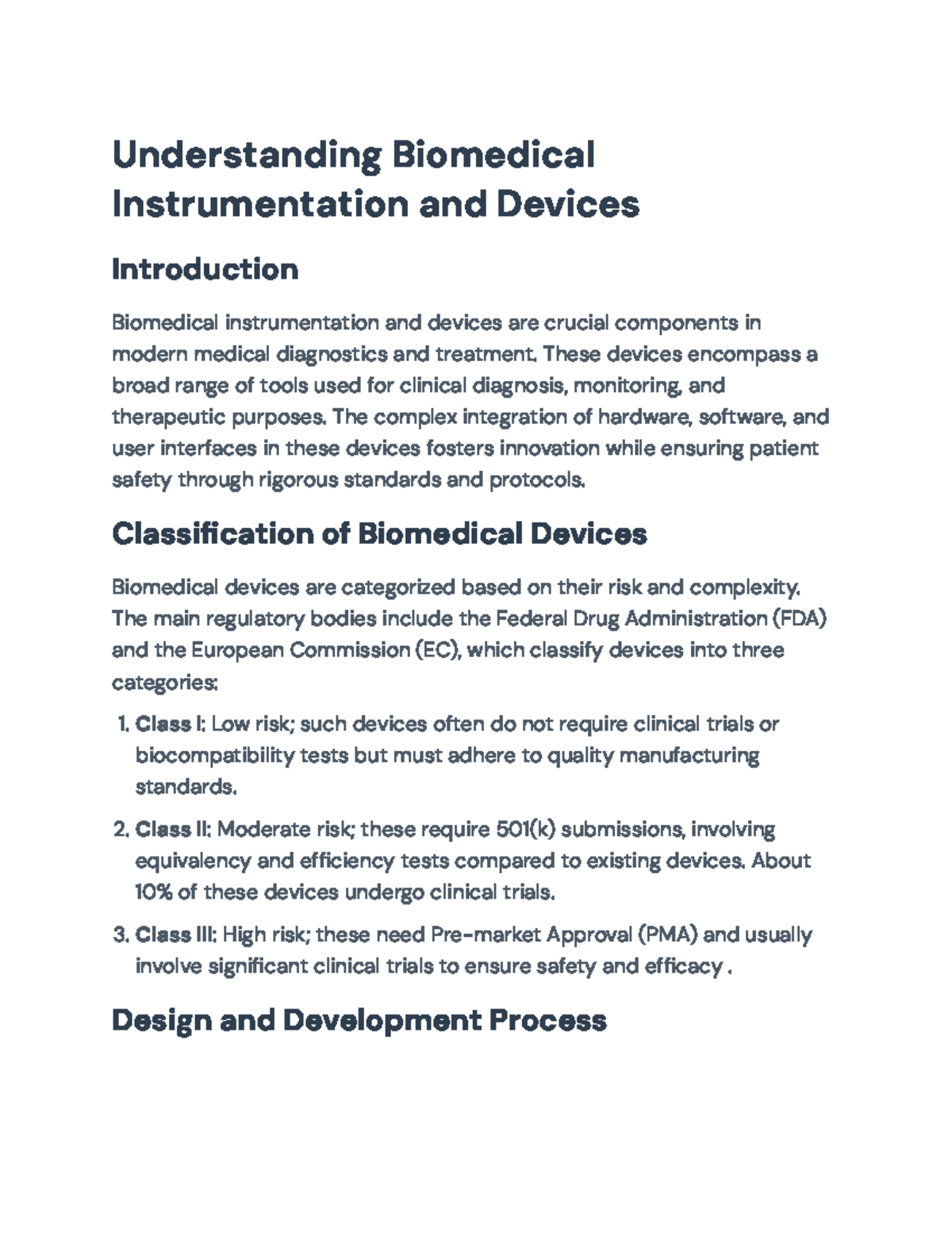 Biomedical Instrumentation & Devices: Classifications and Regulations ...