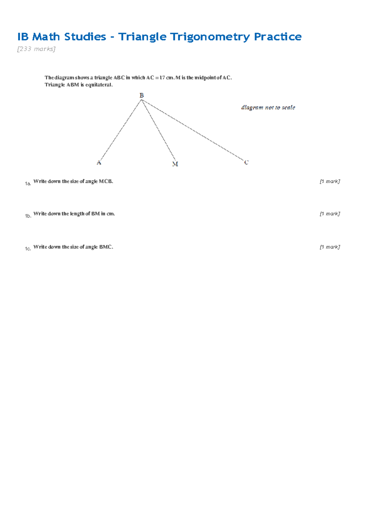 Alvin trig - materials for practise - IB Math Studies - Triangle ...