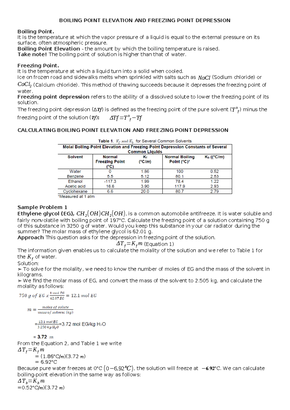 Boiling Point Elevation & Freezing Point Depression Explained in Detail ...