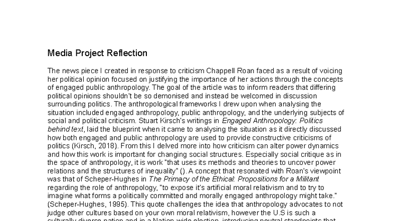 ENG 201: Media Project Reflection on Political Engagement - Studocu