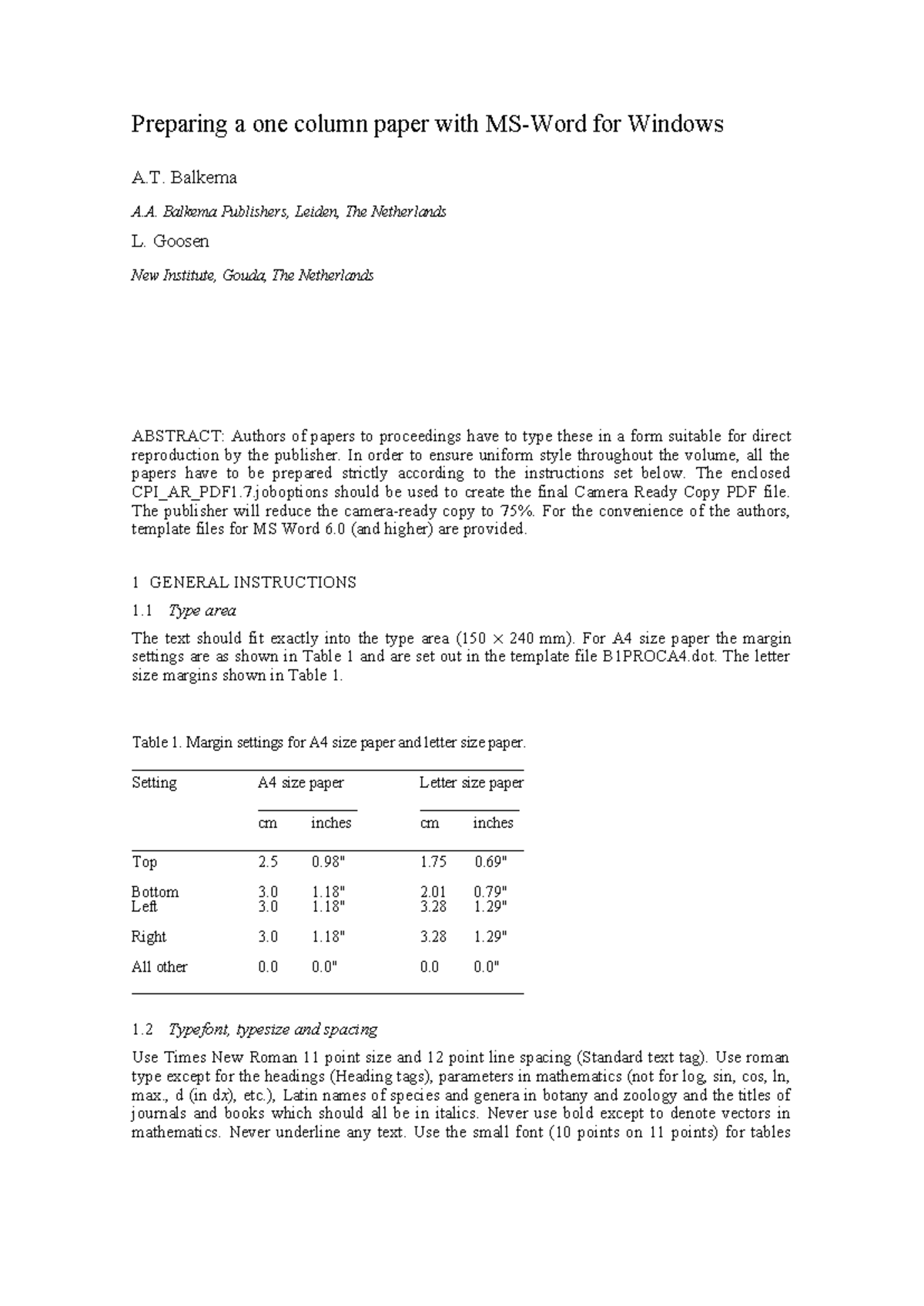 Title: Guidelines for Preparing a One Column Paper (Course Code: TFF ...