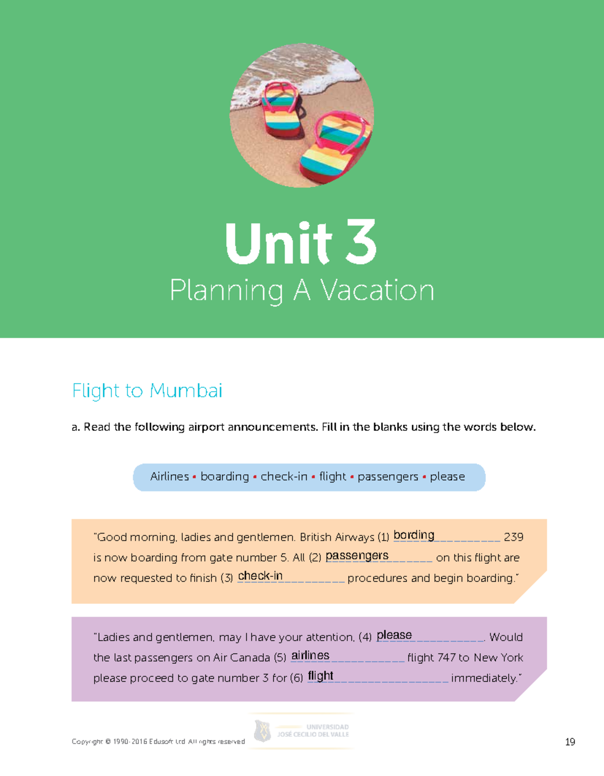 Basic 3 Workbook Unit 3 - Planning a Vacation and Dialogue Practice ...