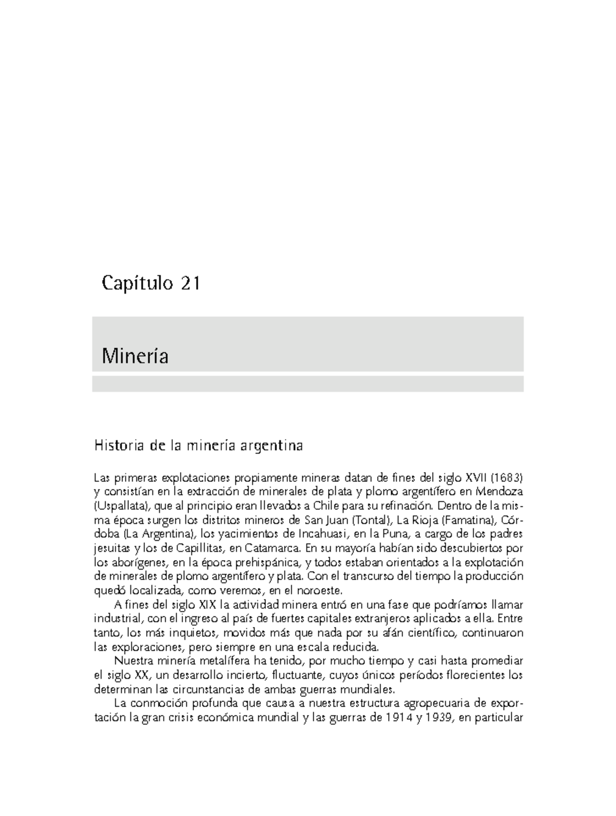 Capítulo 21: Minería en Argentina - Historia y Desarrollo (21) - Studocu